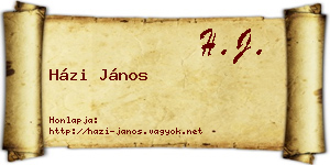 Házi János névjegykártya